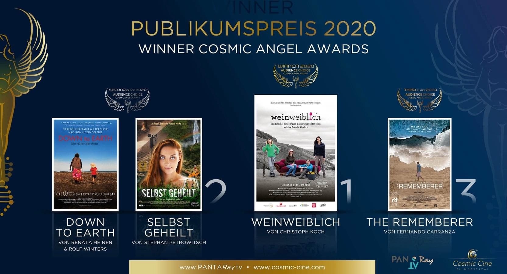 Publikumspreis 2020, Winner Cosmic Angel Award, für weinweiblich von Christoph Koch